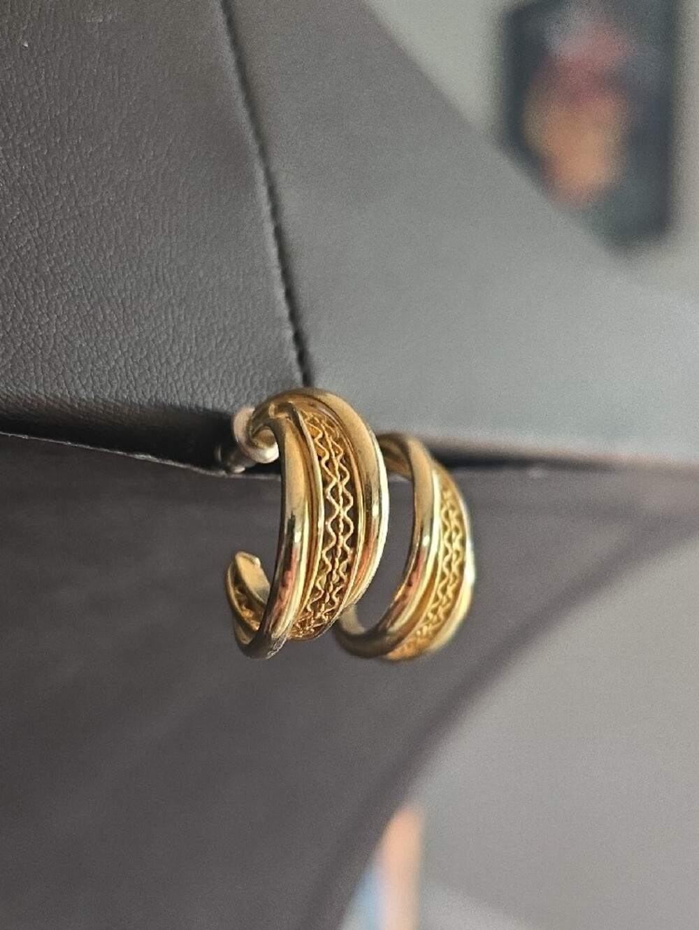 Gold Braided Detail Half Hoop Earrings - Women's Jewelry - Picture 2 of 9